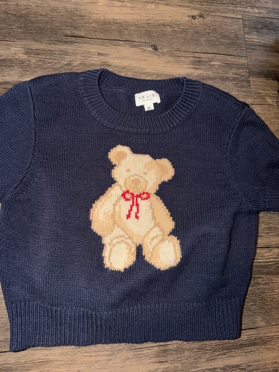 Le Lis Other - Le Lis Navy Sweater with Beige Teddy and Red Bow